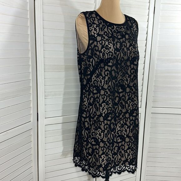 Loft Black Cocktail Dress Size 12 Lace Sleeveless NWOT - Picture 5 of 16